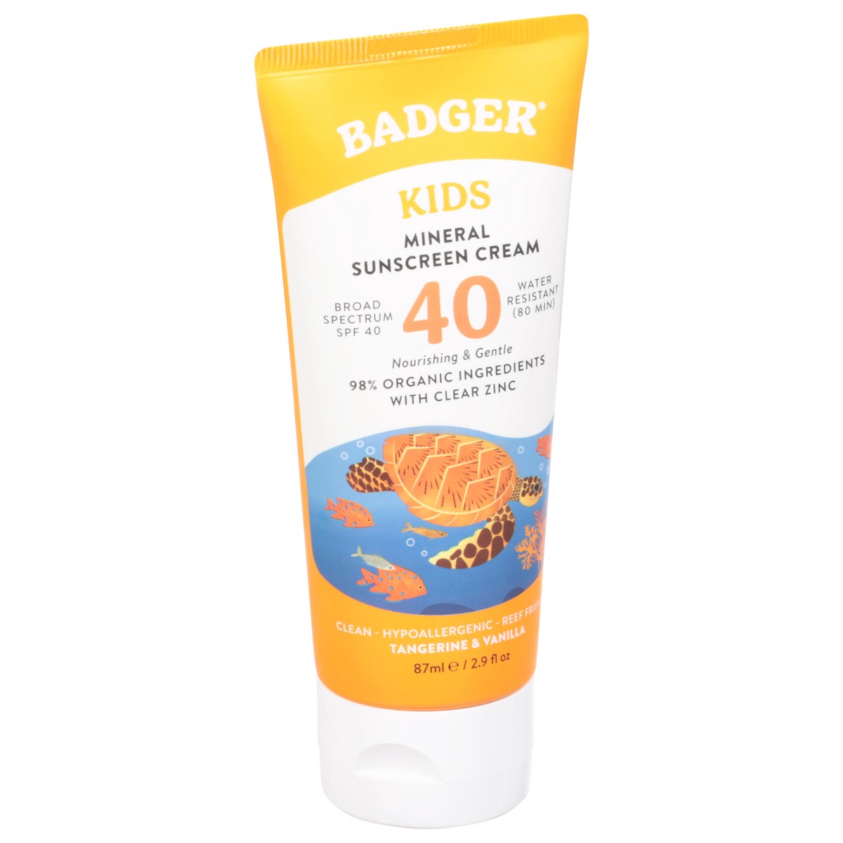 slide 2 of 9, Badger Kids Mineral Sunscreen Cream Spf 40, 2.9 fl oz