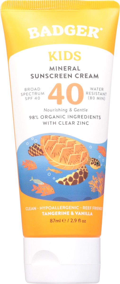 slide 6 of 9, Badger Kids Mineral Sunscreen Cream Spf 40, 2.9 fl oz