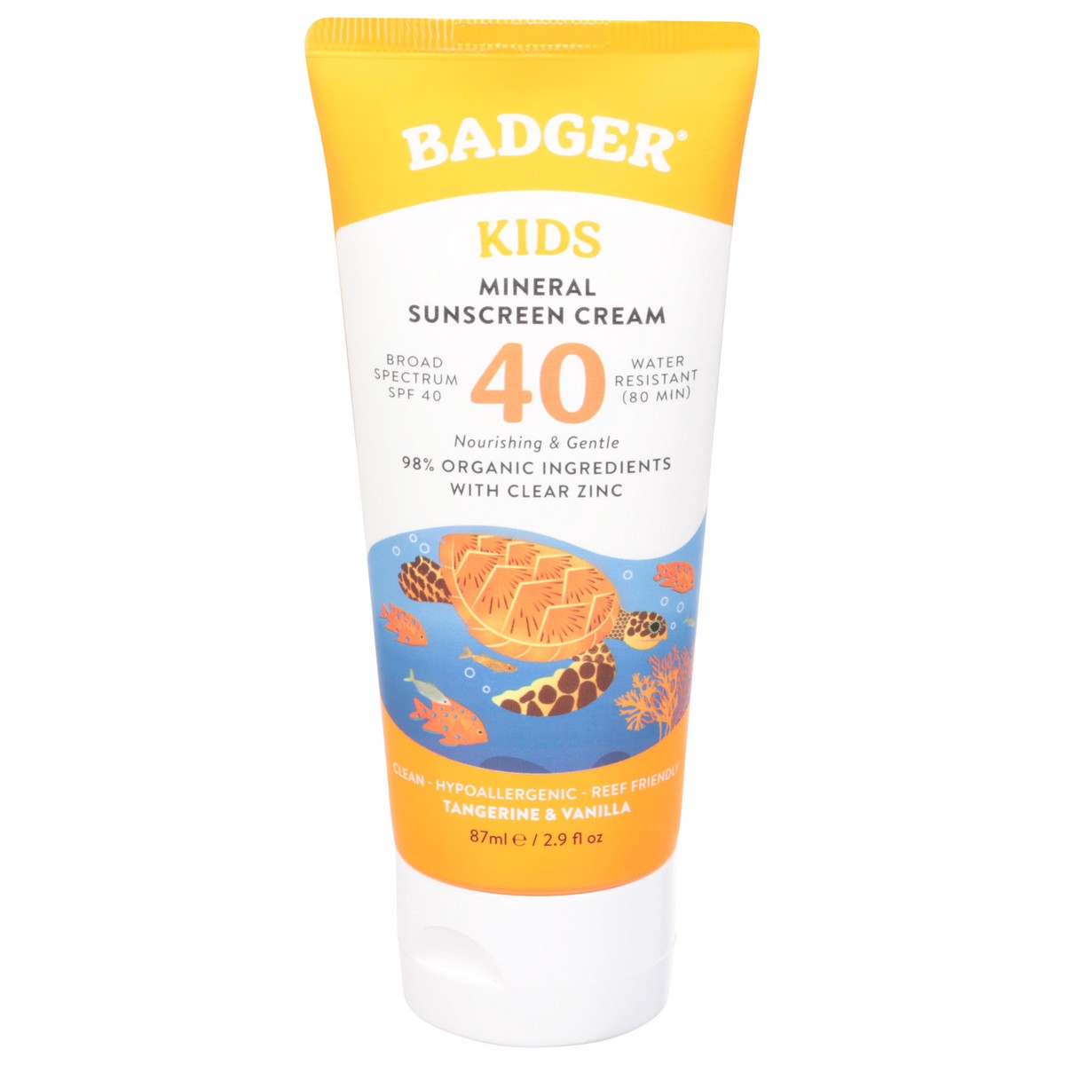 slide 1 of 9, Badger Kids Mineral Sunscreen Cream Spf 40, 2.9 fl oz