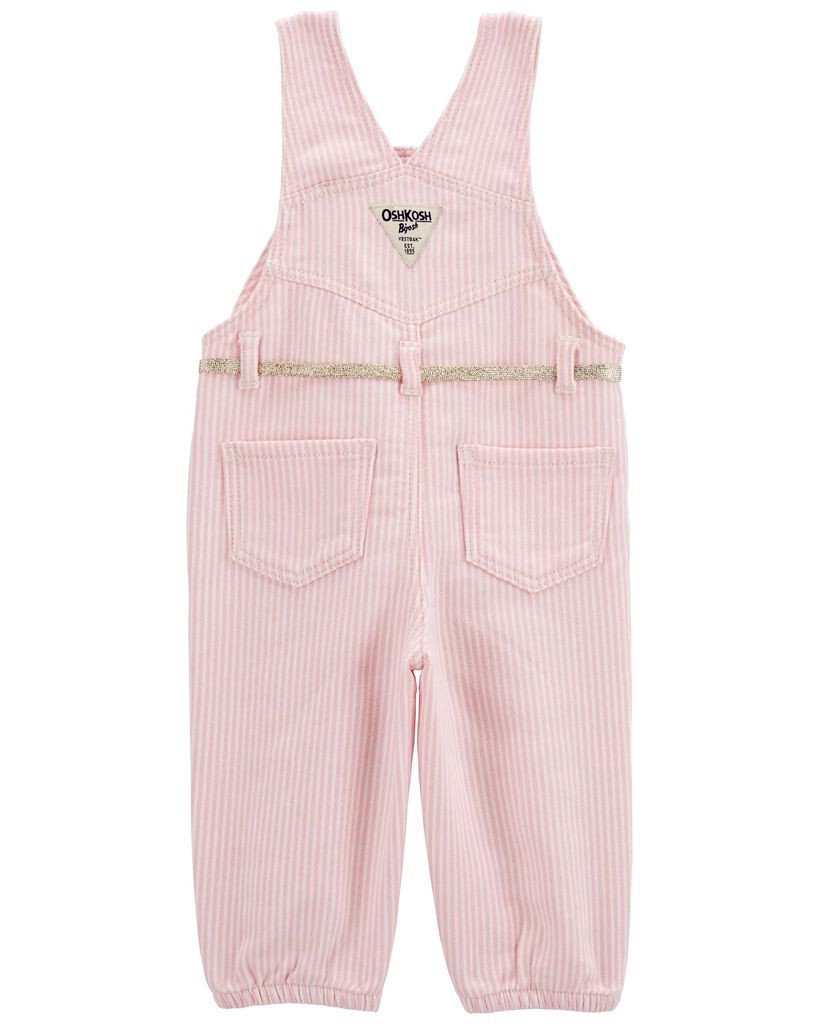 slide 2 of 3, Oshkosh Baby Knit Denim Hickory Stripe Overalls Pink 3M, 1 ct