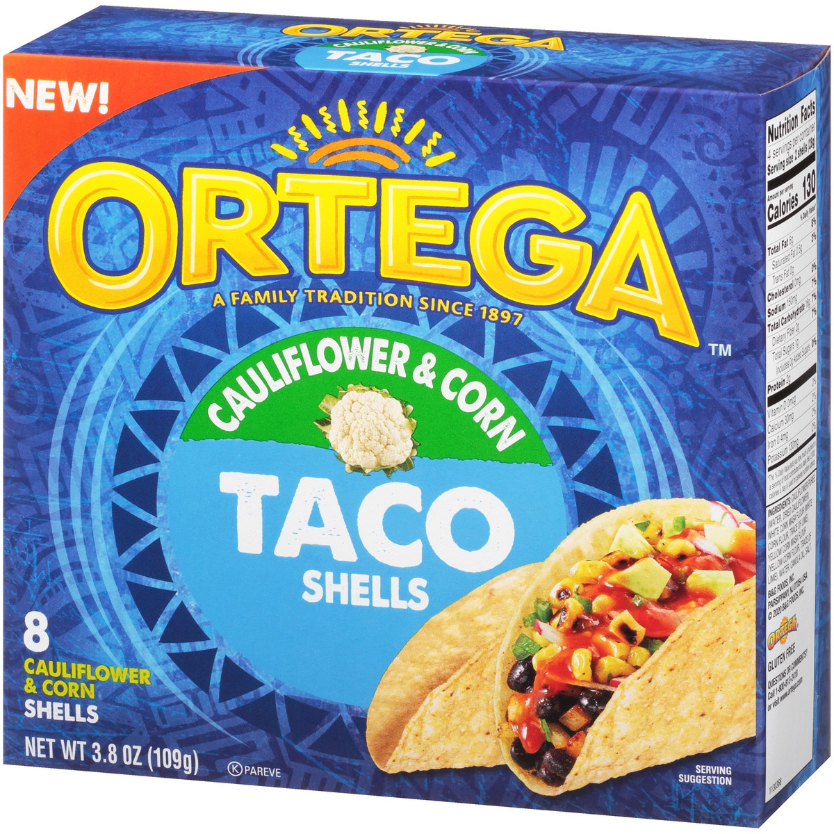 slide 3 of 9, Ortega Cauliflower & Corn Taco Shells 8 ct Box, 3.8 oz