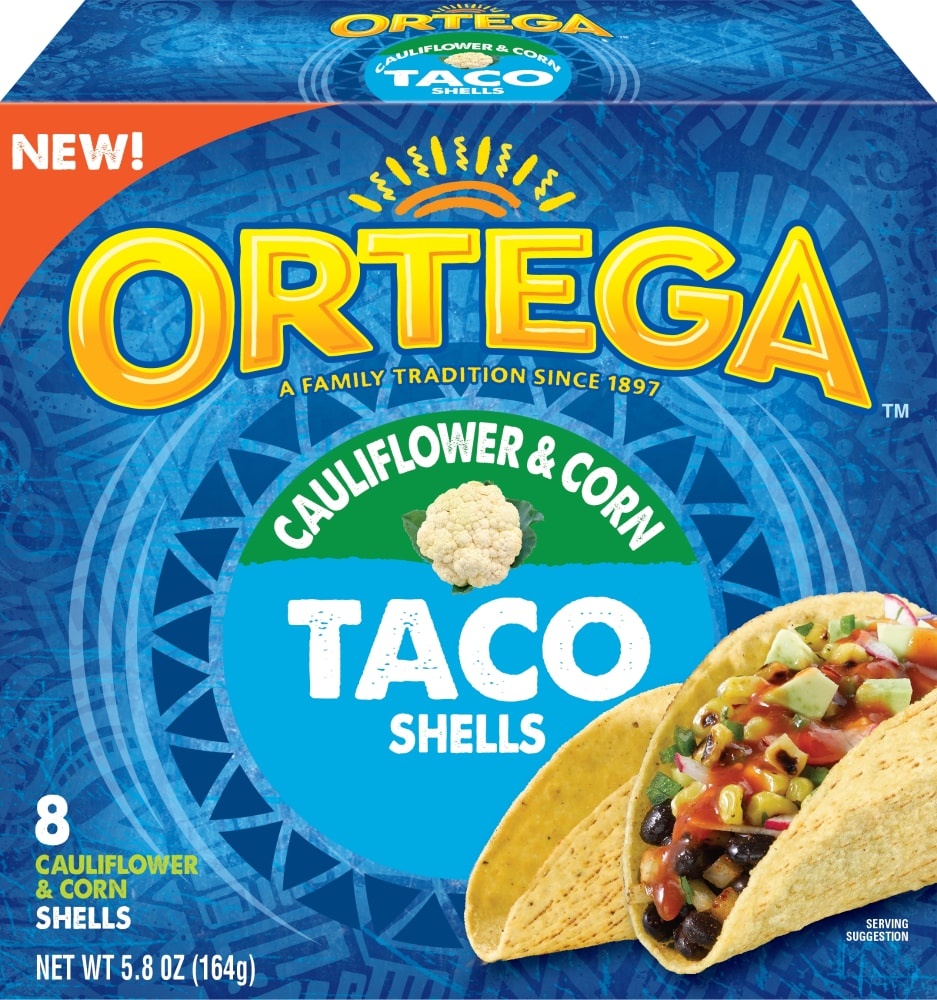 slide 1 of 1, Ortega Cauliflower & Flour Taco Shells, 8 ct
