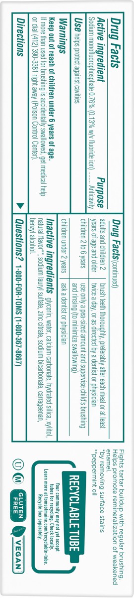 slide 5 of 6, Tom's of Maine Whole Care Natural Toothpaste with Fluoride, Peppermint, 4 oz., 4 oz