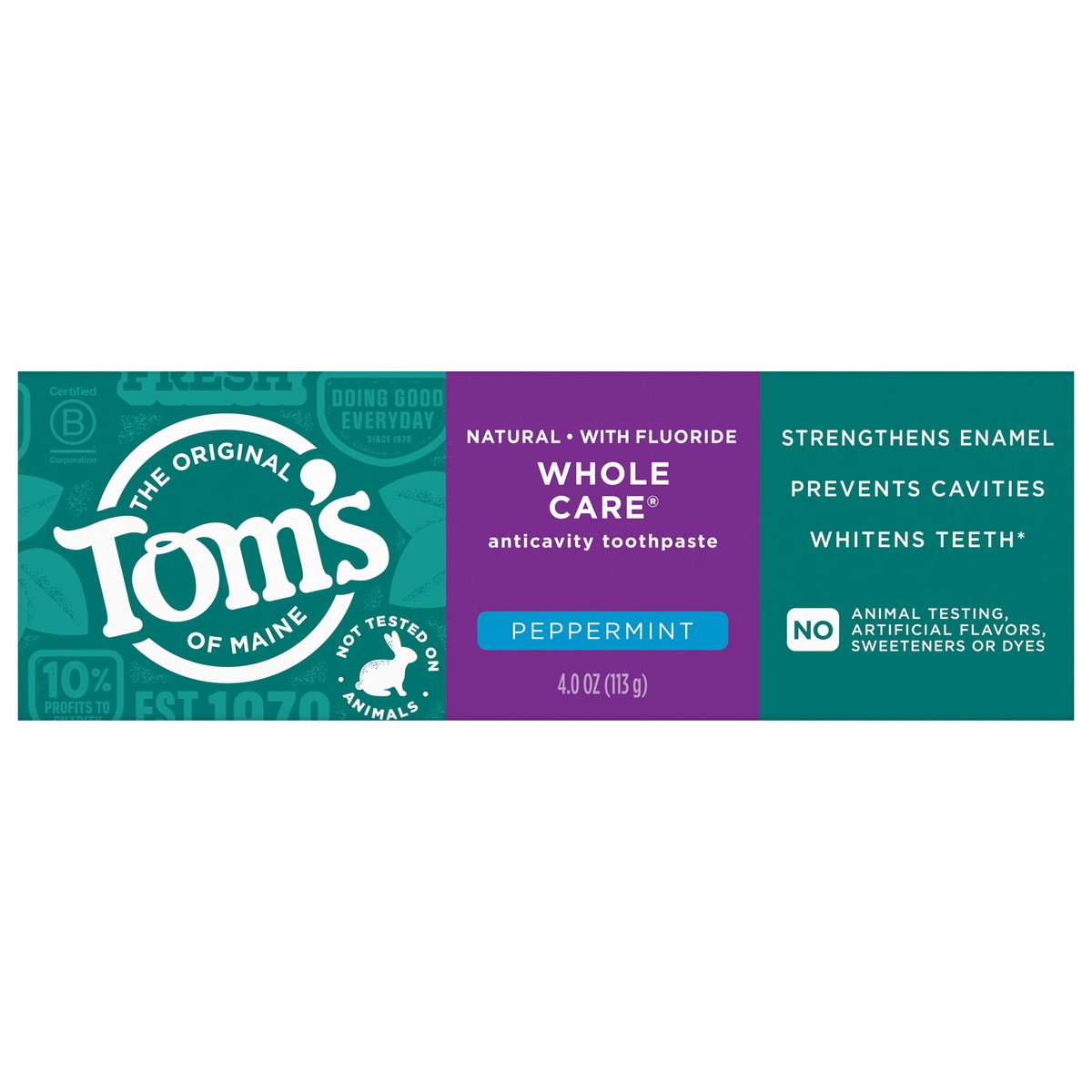 slide 1 of 6, Tom's of Maine Tom''s of Maine Whole Care Natural Toothpaste with Fluoride, Peppermint, 4 oz