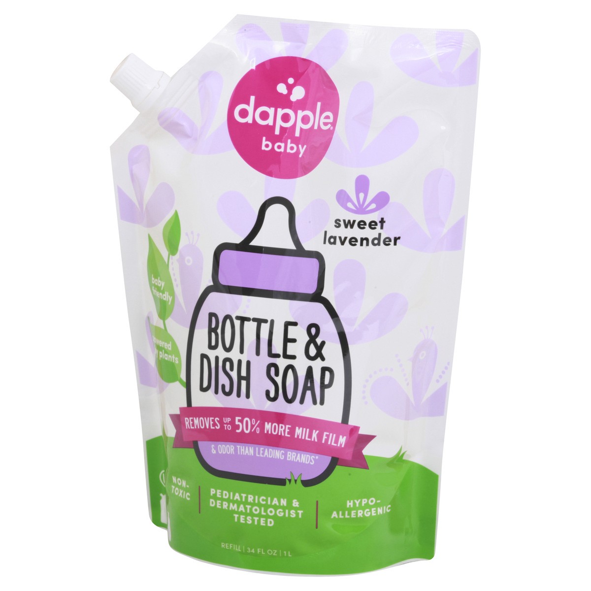slide 12 of 12, Dapple Baby Baby Sweet Lavender Bottle & Dish Soap Refilll 34 oz, 34 oz