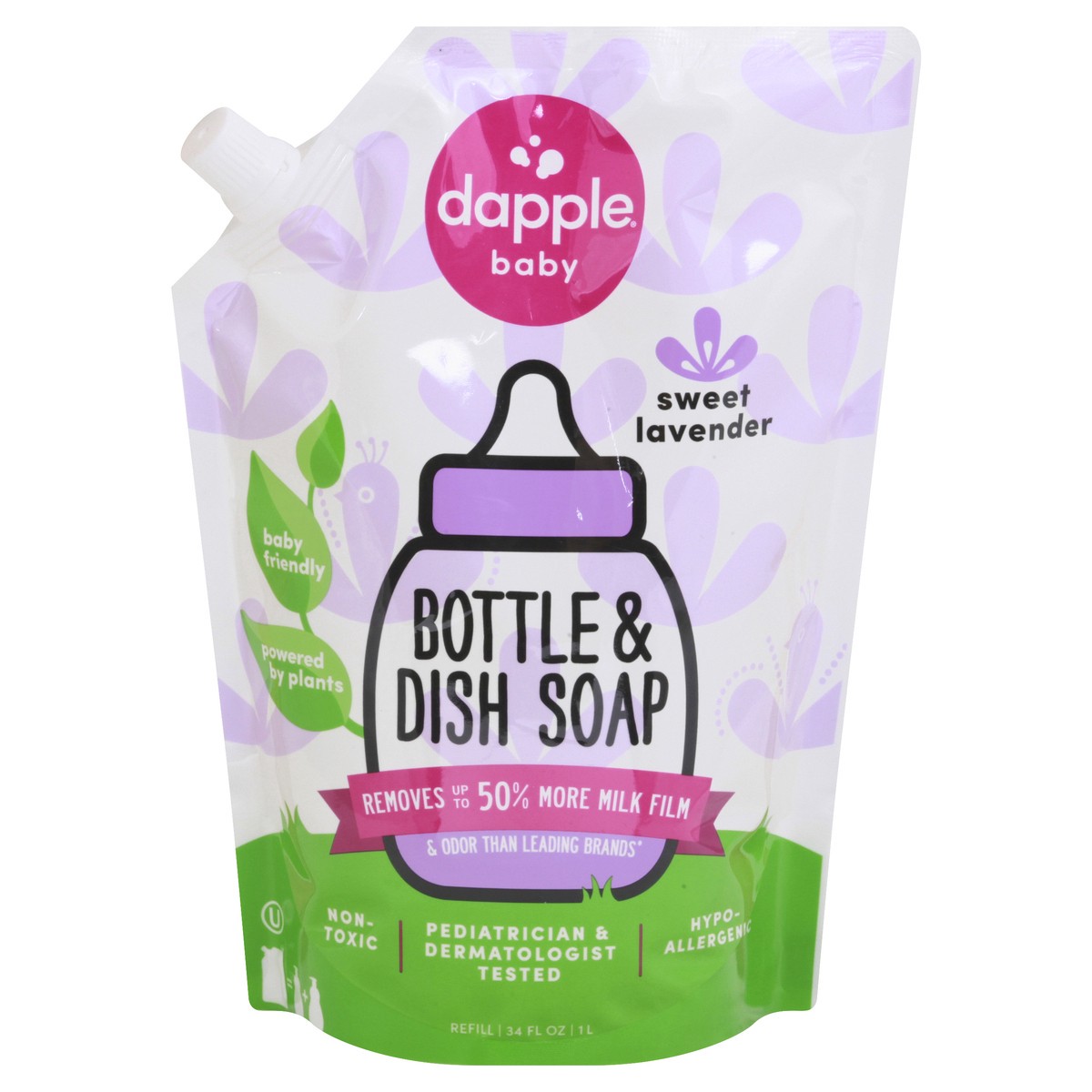 slide 10 of 12, Dapple Baby Baby Sweet Lavender Bottle & Dish Soap Refilll 34 oz, 34 oz