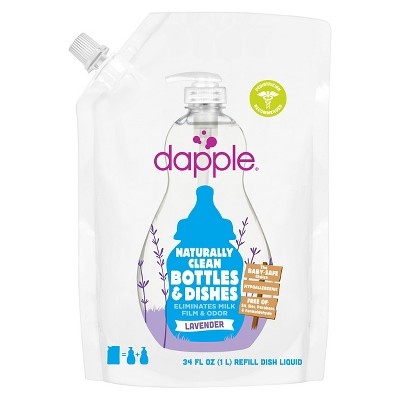 slide 1 of 7, Dapple Baby Bottle & Dish Liquid Refill Pack, 34 oz