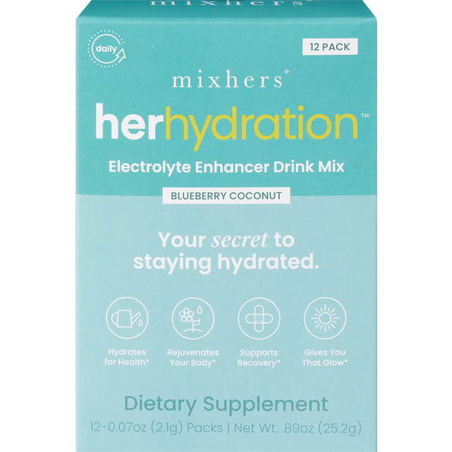 slide 1 of 1, Mixhers Her Hydrtn Blue Ccnt Electrolyte Enhacer Drink Packs, 12 ct