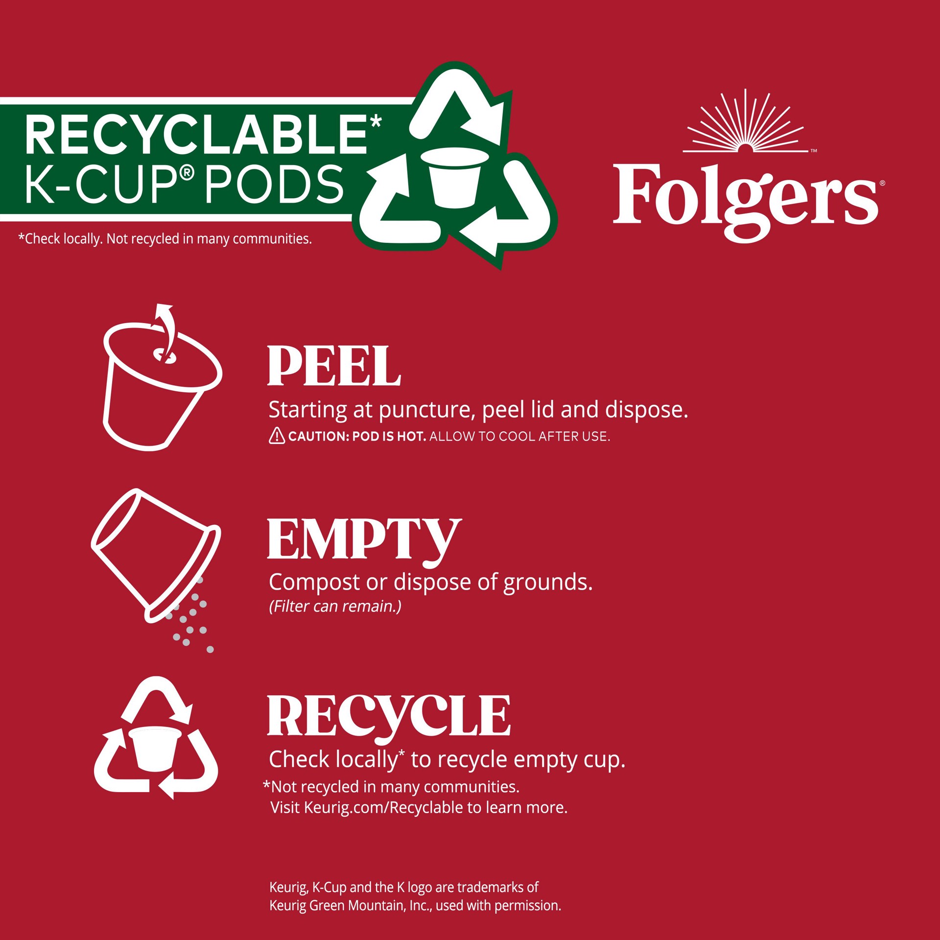 slide 2 of 7, Folgers 1/2 Caff Coffee, Medium Roast Coffee, Keurig K-Cup Pods- 12 ct, 12 ct