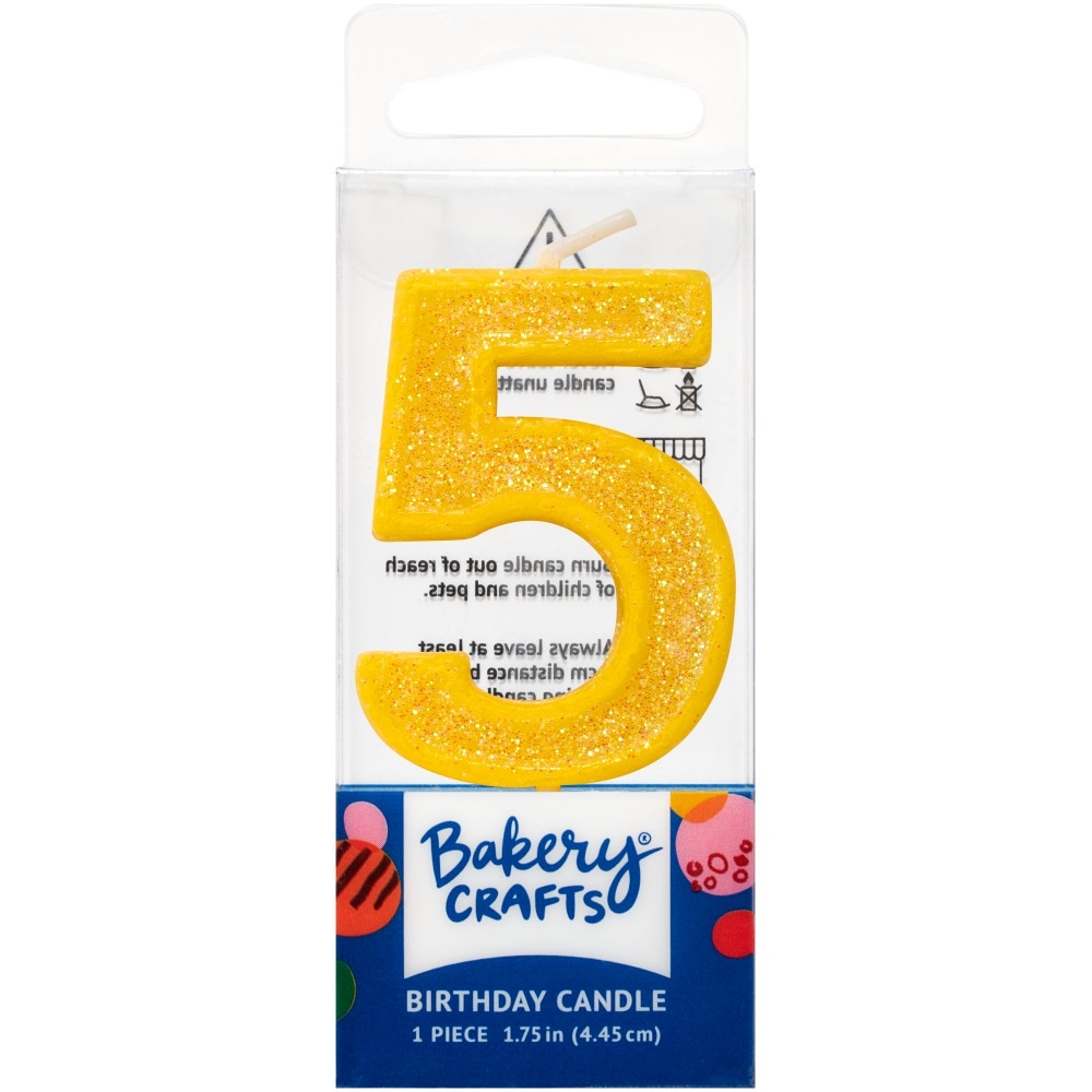 slide 1 of 1, Decopac Five Birthday Candle Cake Decoration - Yellow, 1 ct