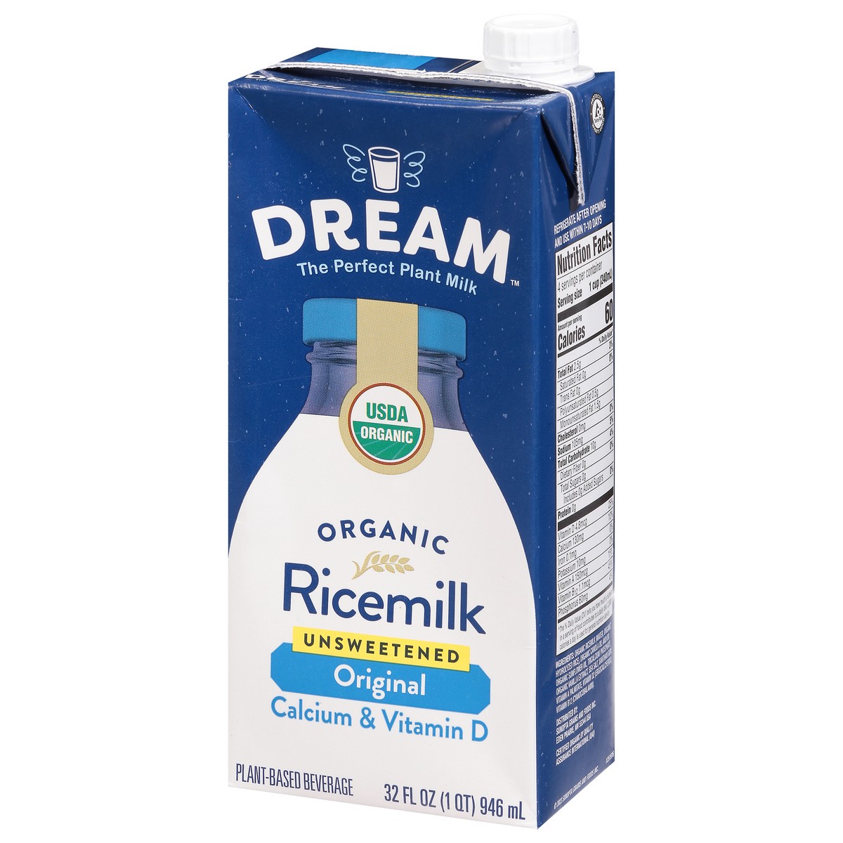 slide 4 of 9, Dream Organic Unsweetened Original Ricemilk 32 fl oz, 32 fl oz