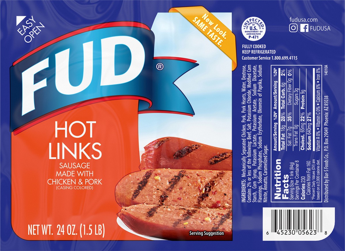 slide 1 of 9, FUD Hot Links 24 oz, 24 oz
