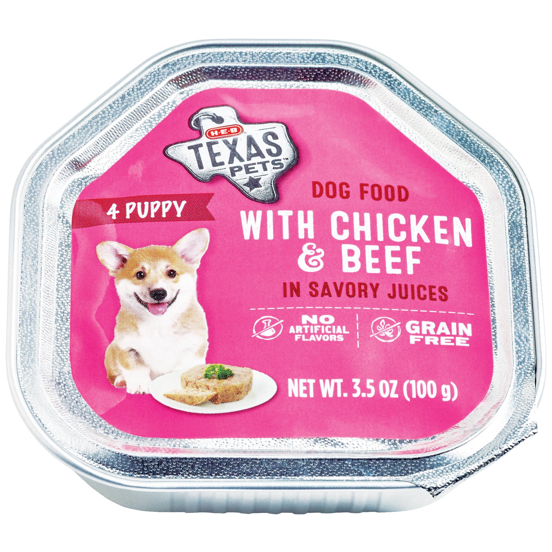 slide 1 of 1, H-E-B Texas Pets Chicken & Beef in Savory Juices Wet Puppy Food, 3.5 oz