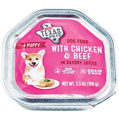 slide 1 of 1, H-E-B Texas Pets Chicken & Beef in Savory Juices Wet Puppy Food, 3.5 oz