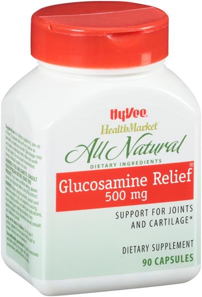 slide 1 of 1, Hy-Vee HealthMarket Glucosamine Relief, 90 ct; 500 mg