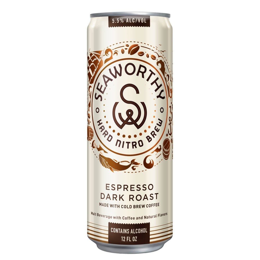 slide 2 of 4, Seaworthy Espresso Dark Roast Hard Nitro Cold Brew Beer, 4 ct 12 fl oz