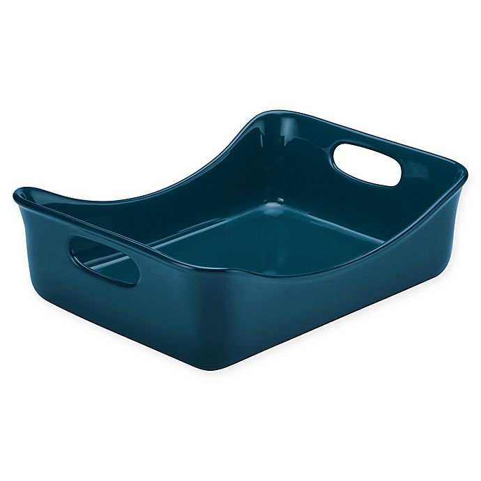 slide 1 of 3, Rachael Ray Ceramics Rectangular Baker - Marine Blue, 9 in x 12 in