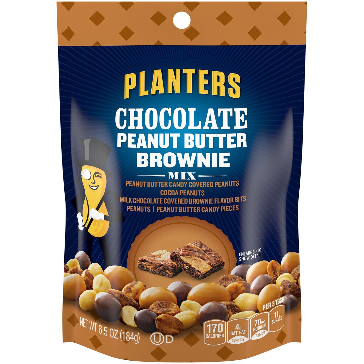 slide 1 of 7, Planters Chocolate Peanut Butter Brownie Mix, 6.5 oz