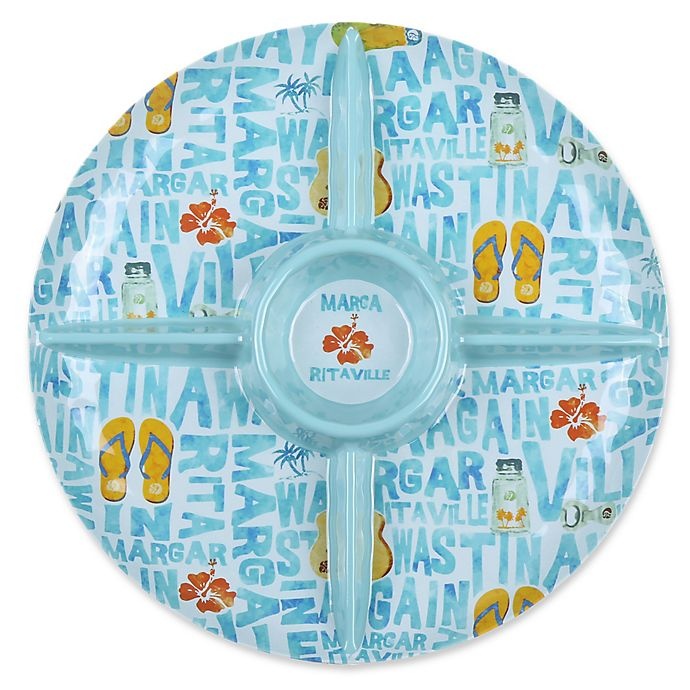 slide 1 of 1, Margaritaville Icon Round Chip and Dip - Blue, 1 ct