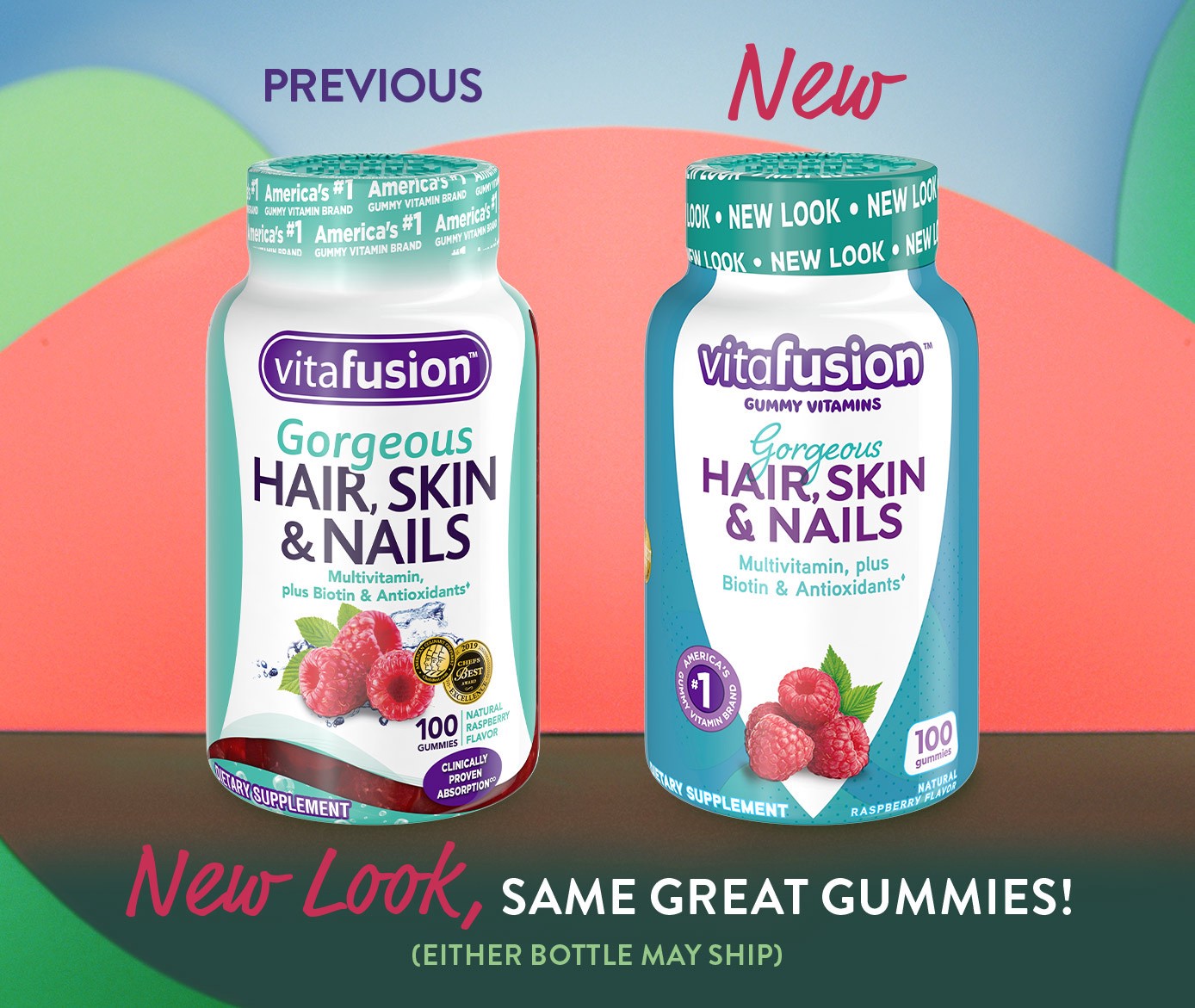 slide 2 of 5, vitafusion Gorgeous Hair Skin & Nails Supplement Gummies - Raspberry - 135ct, 135 ct