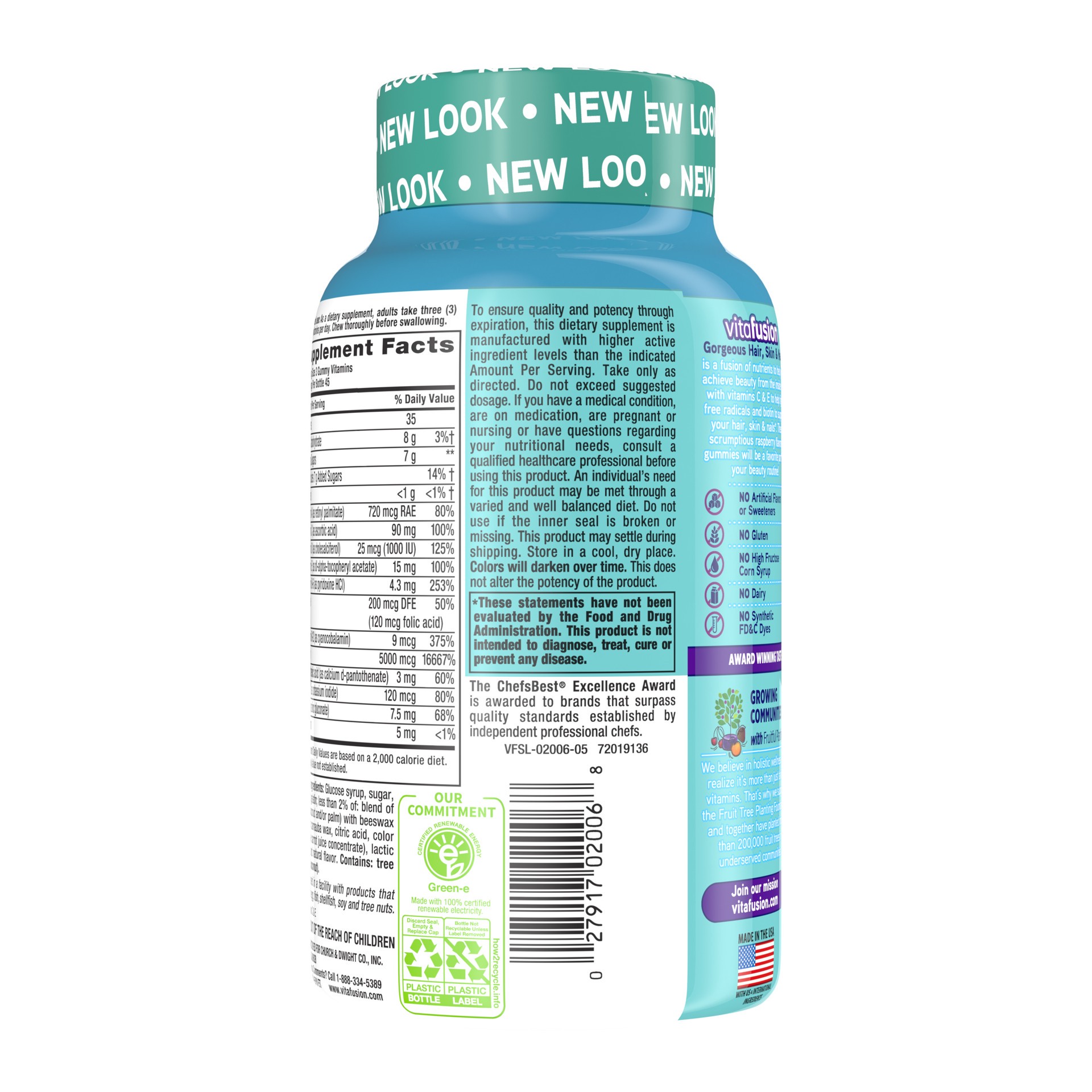 slide 5 of 5, vitafusion Gorgeous Hair Skin & Nails Supplement Gummies - Raspberry - 135ct, 135 ct