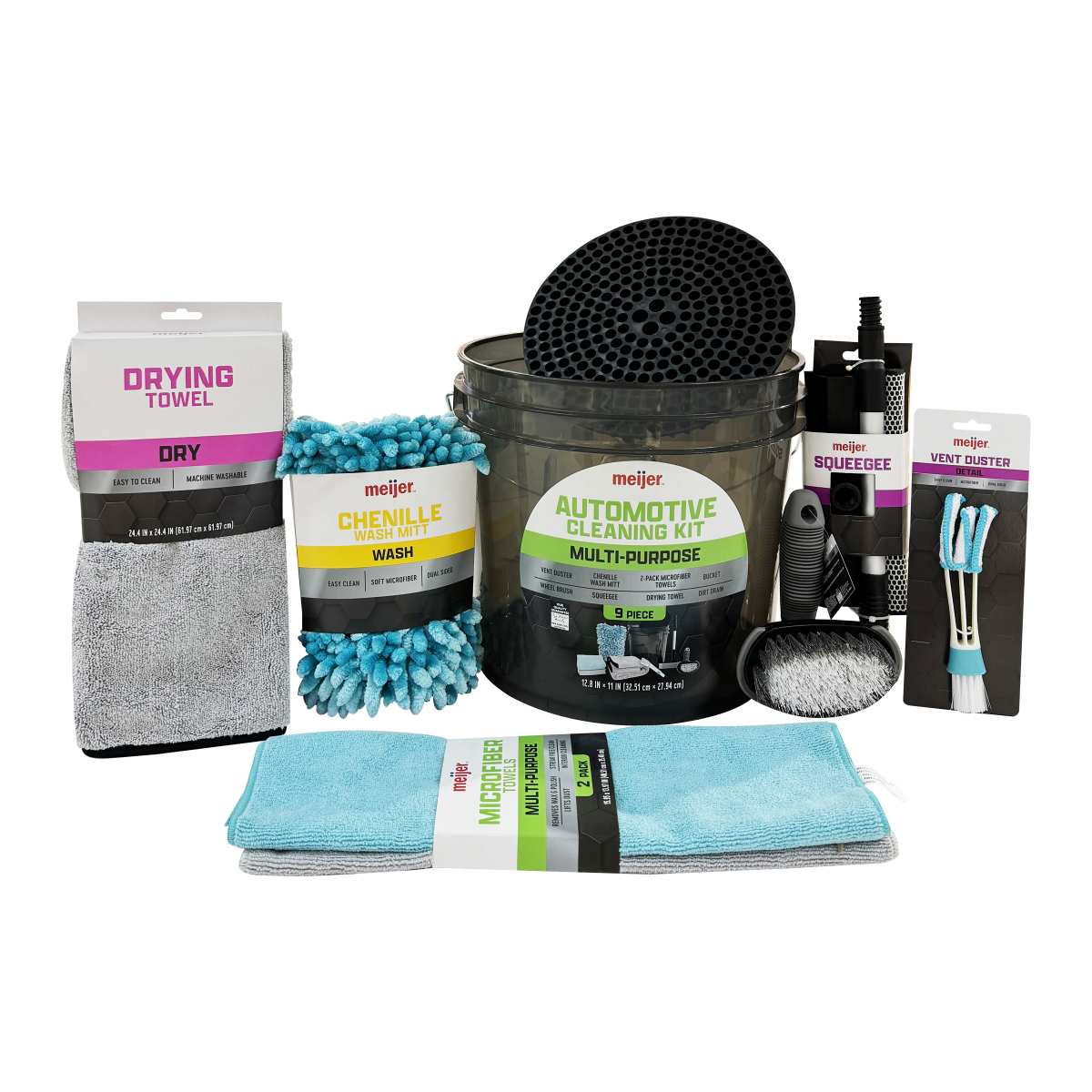 slide 1 of 29, Meijer Automotive Car Wash Bucket 9 Piece Kit, 9 ct