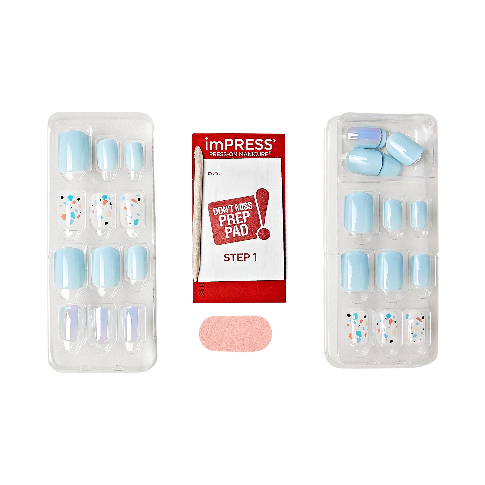 slide 5 of 5, imPRESS Press-On Manicure Spring Collection Short Square Fake Nails, Blue, 30 Pieces, 1 ct