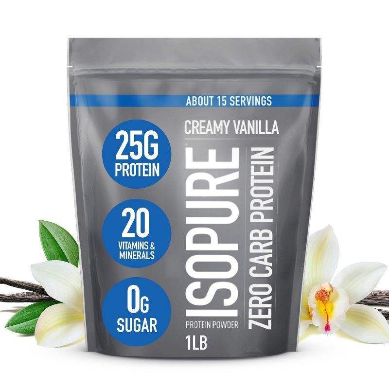 slide 1 of 7, Isopure Zero Carb Protein Powder - Vanilla, 1 lb