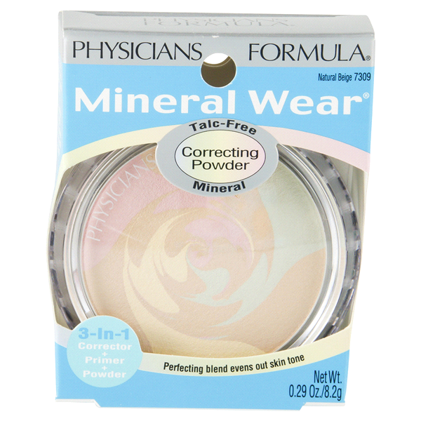 slide 1 of 6, Physicians Formula Mineral Wear Talc-Free Mineral Correcting Powder, Natural Beige, 0.29 oz