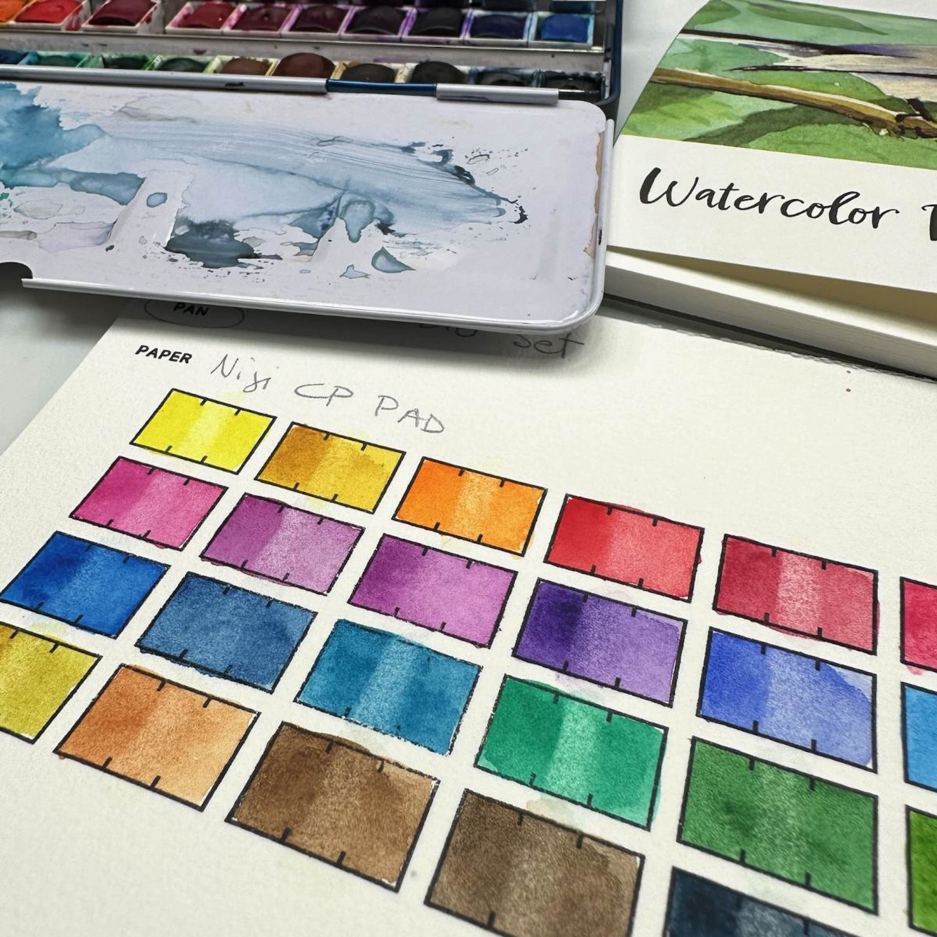 slide 4 of 7, Yasutomo Niji Artist Watercolors Studio Set, includes 24 assorted colors