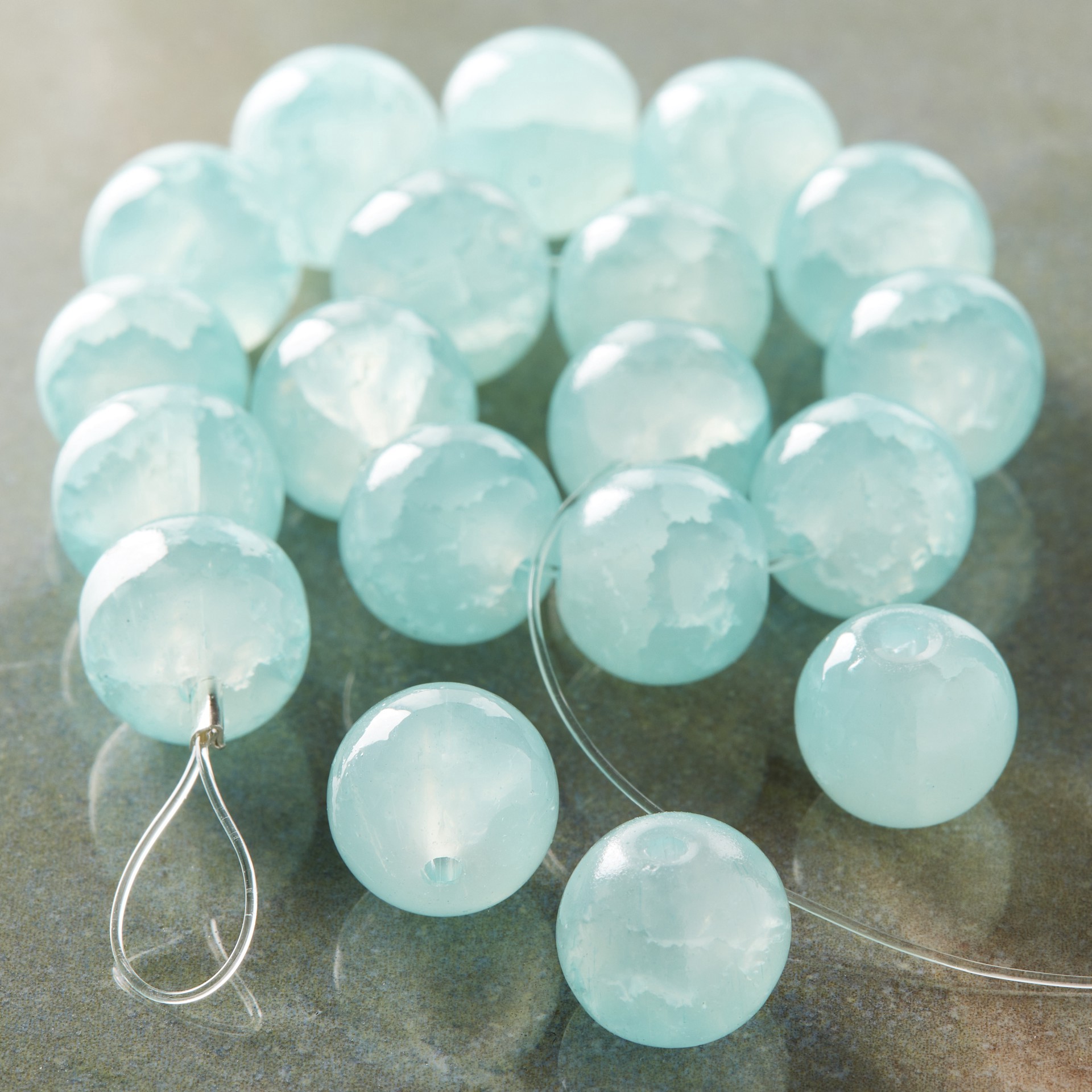 slide 3 of 3, Aqua Glass Round Beads, 10mm By Bead Landing, 10mm