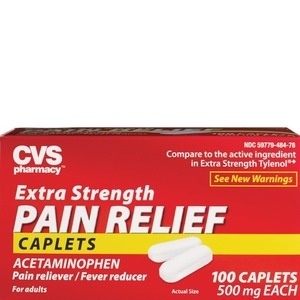 slide 1 of 1, CVS Health Extra Strength Pain Relief Acetaminophen Caplets 500mg, 100ct, 100 ct