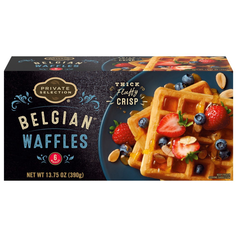 slide 1 of 5, Private Selection Belgian Waffles, 6 ct; 13.8 oz