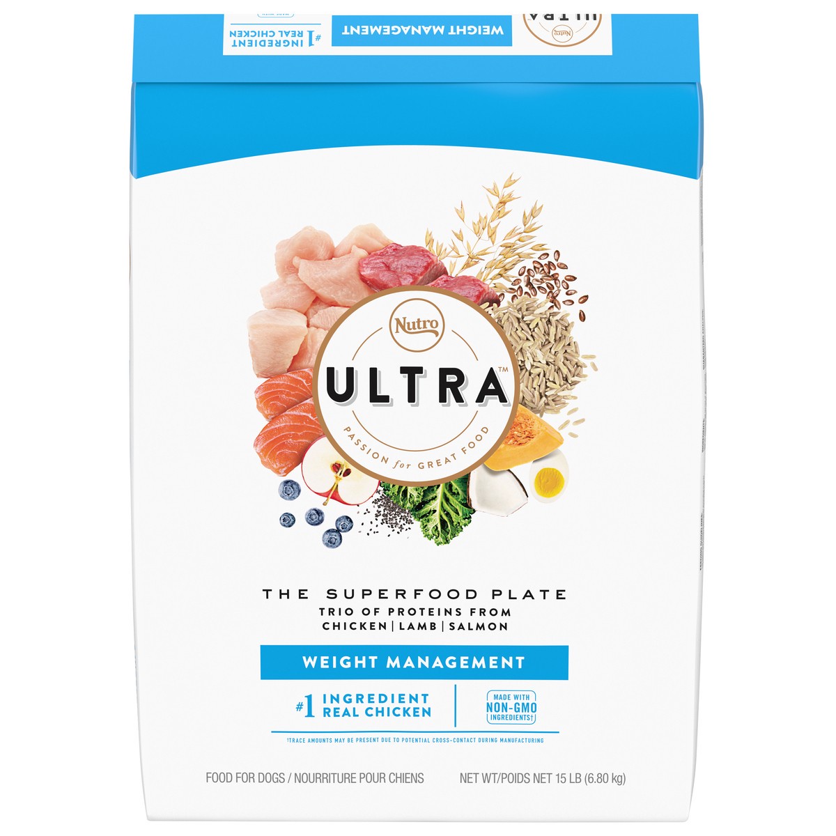 slide 14 of 16, NUTRO ULTRA Adult Weight Management High Protein Natural Dry Dog Food for Weight Control with a Trio of Proteins from Chicken, Lamb and Salmon, 15 lb. Bag, 15 Lb