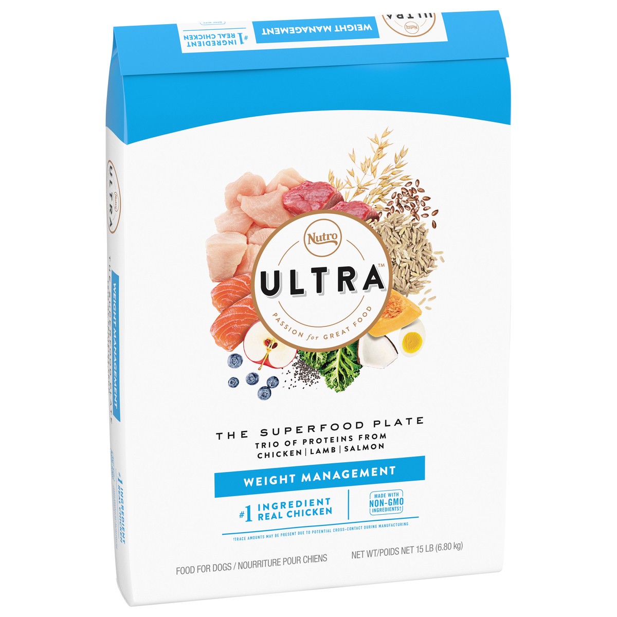 slide 3 of 16, NUTRO ULTRA Adult Weight Management High Protein Natural Dry Dog Food for Weight Control with a Trio of Proteins from Chicken, Lamb and Salmon, 15 lb. Bag, 15 Lb