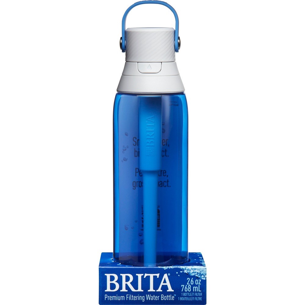 slide 2 of 3, Brita BPA Free Premium Filtering Water Bottle with Filter - Sapphire, 26 oz