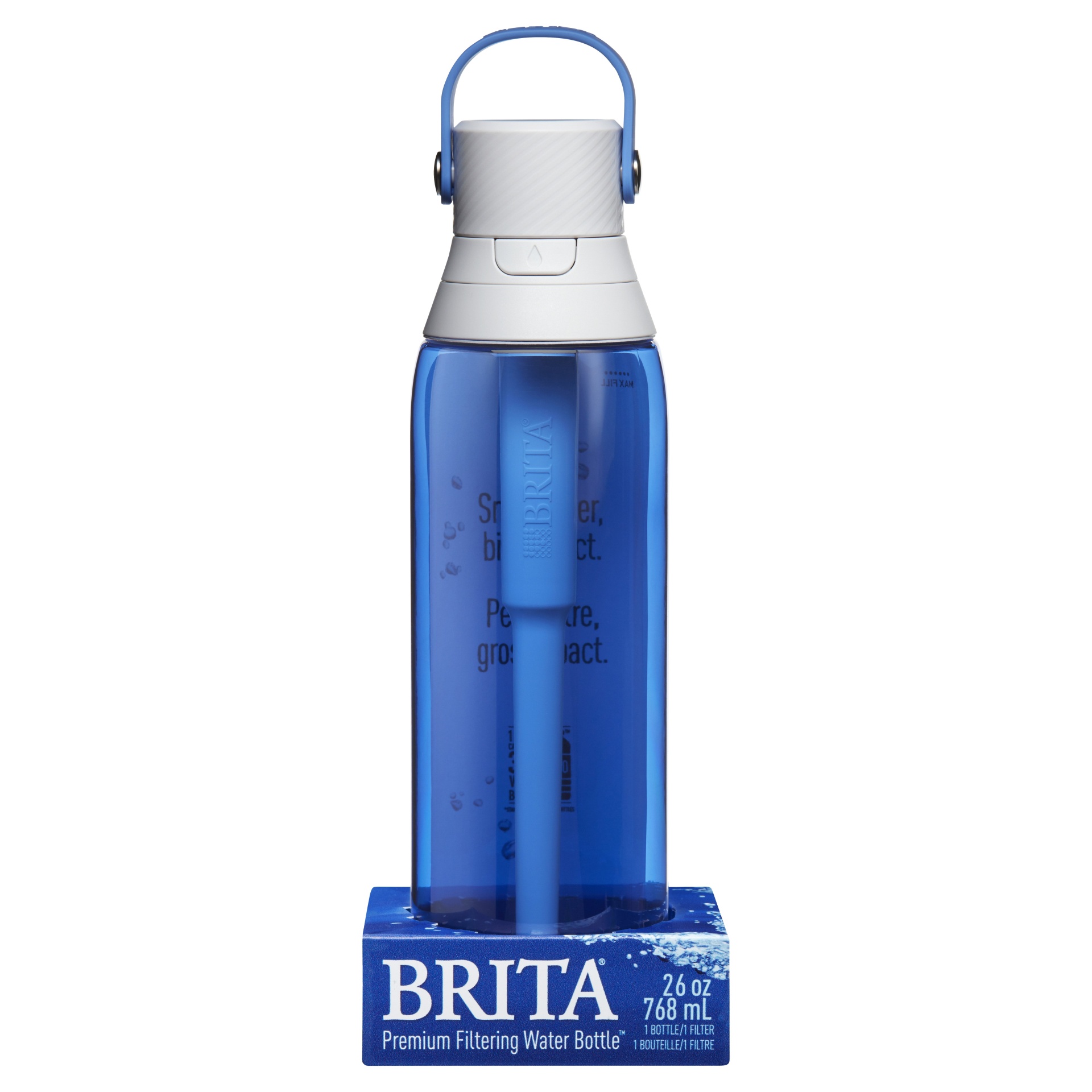 slide 1 of 5, Brita BPA Free Premium Filtering Water Bottle with Filter - Sapphire, 26 oz