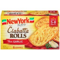 New York Bakery Olde World Ciabatta Rolls with Real Garlic