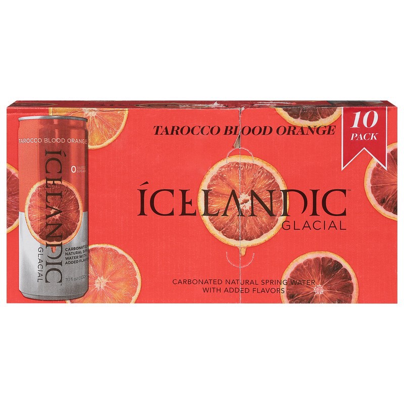 slide 1 of 1, Icelandic Glacial Torocco Blood Orange Spring Water 10 - 330 ml Cans, 10 ct