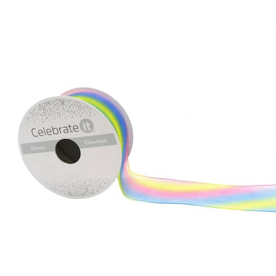 slide 1 of 4, 1.5" X 3yd. Rainbow Wired Sheer Ribbon By Celebrate It Classic, 1.5 in x 3 yd