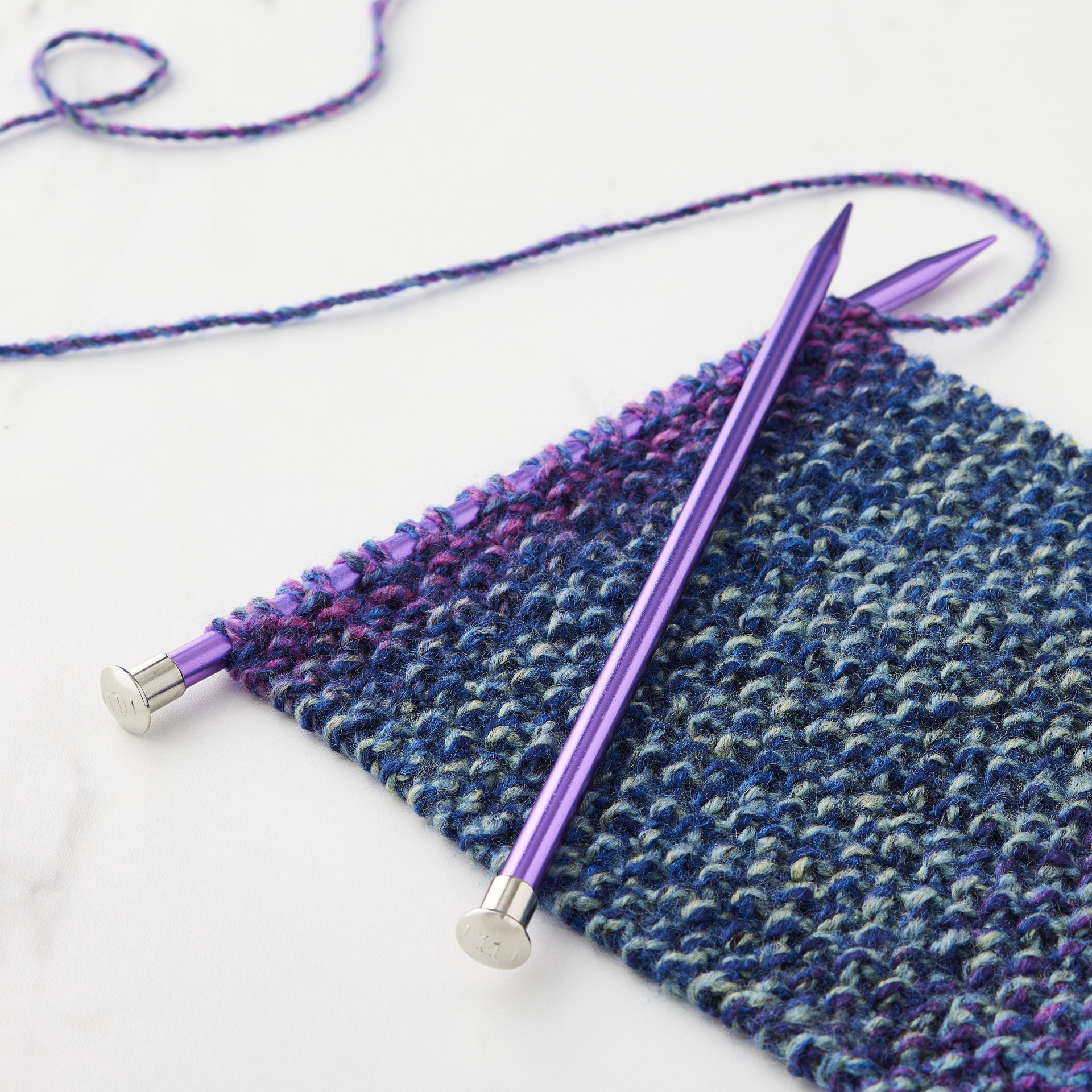 slide 3 of 3, 10" Anodized Aluminum Knitting Needles By Loops & Threads, 8 mm