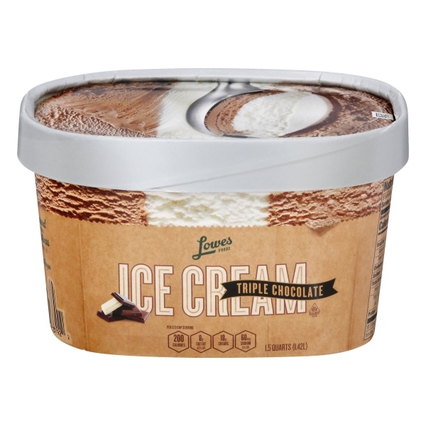 slide 1 of 1, Lowes Foods Ice Cream Premium Triple Chocolate, 48 oz