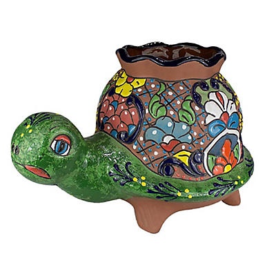 slide 1 of 1, Blue Orange Pottery Turtle Pueblito Planter, 1 ct