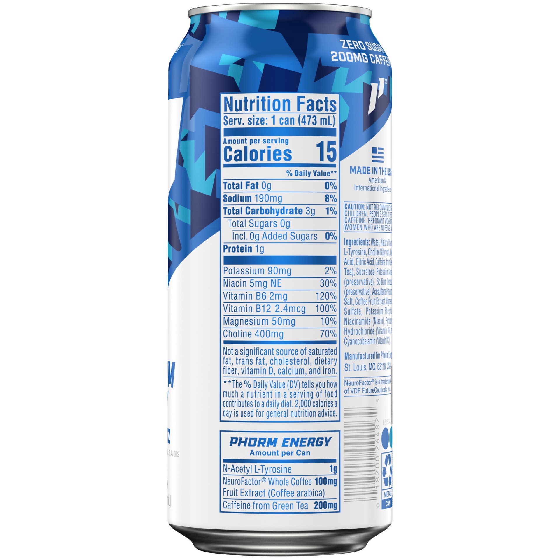 slide 4 of 5, Phorm Energy Blue Blitz Energy Drink 16 fl oz, 16 fl oz