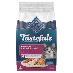 Blue Buffalo Tastefuls Natural Dry Food for Adult Cats, Hairball Control, Chicken & Brown Rice Recipe, 5-lb. Bag