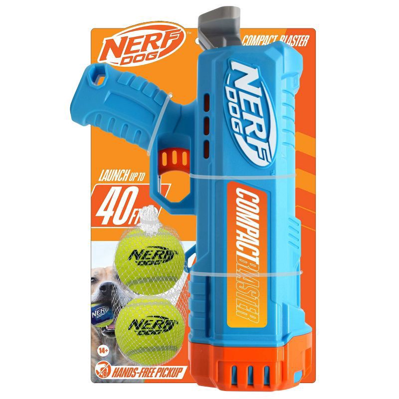 slide 4 of 7, NERF 12" Blaster with 2.5" Non-Squeak Tennis Ball Dog Toy - 2pk, 2 ct