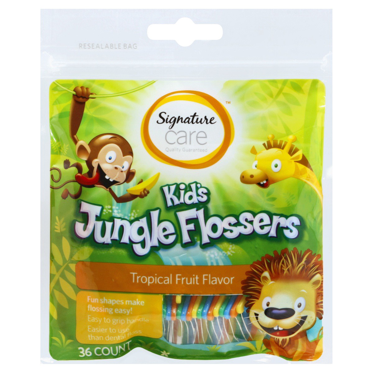 slide 1 of 4, Signature Home Kid's Tropical Flavor Jungle Flossers, 36 ct