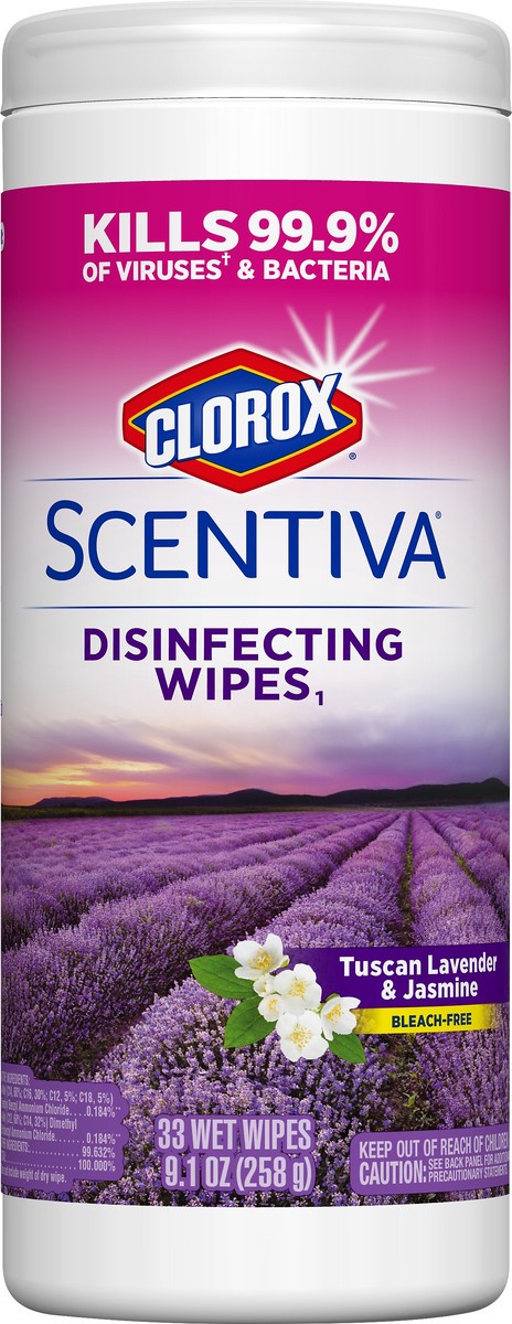 slide 2 of 6, Scentiva Bleach Free Tuscan Lavender & Jasmine Disinfecting Wipes 33 ea, 33 ct