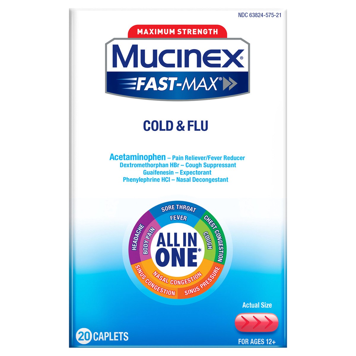 slide 1 of 2, Mucinex Fast-Max Caplets - Cold & Flu, 20 ct