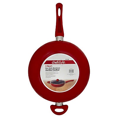 slide 1 of 1, chefstyle 4 Quart Jumbo Cook with Lid, Red, 1 ct